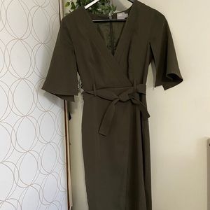 ASOS olive green wrap dress
